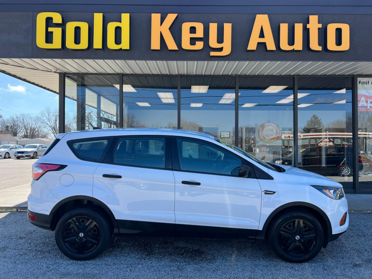 2018 Oxford White Ford Escape S FWD (1FMCU0F72JU) with an 2.5L L4 DOHC 16V engine, 6-Speed Automatic transmission, located at 1633 W Kimberly, Davenport, IA, 52806, (563) 323-5341, 41.559456, -90.598732 - Photo#0